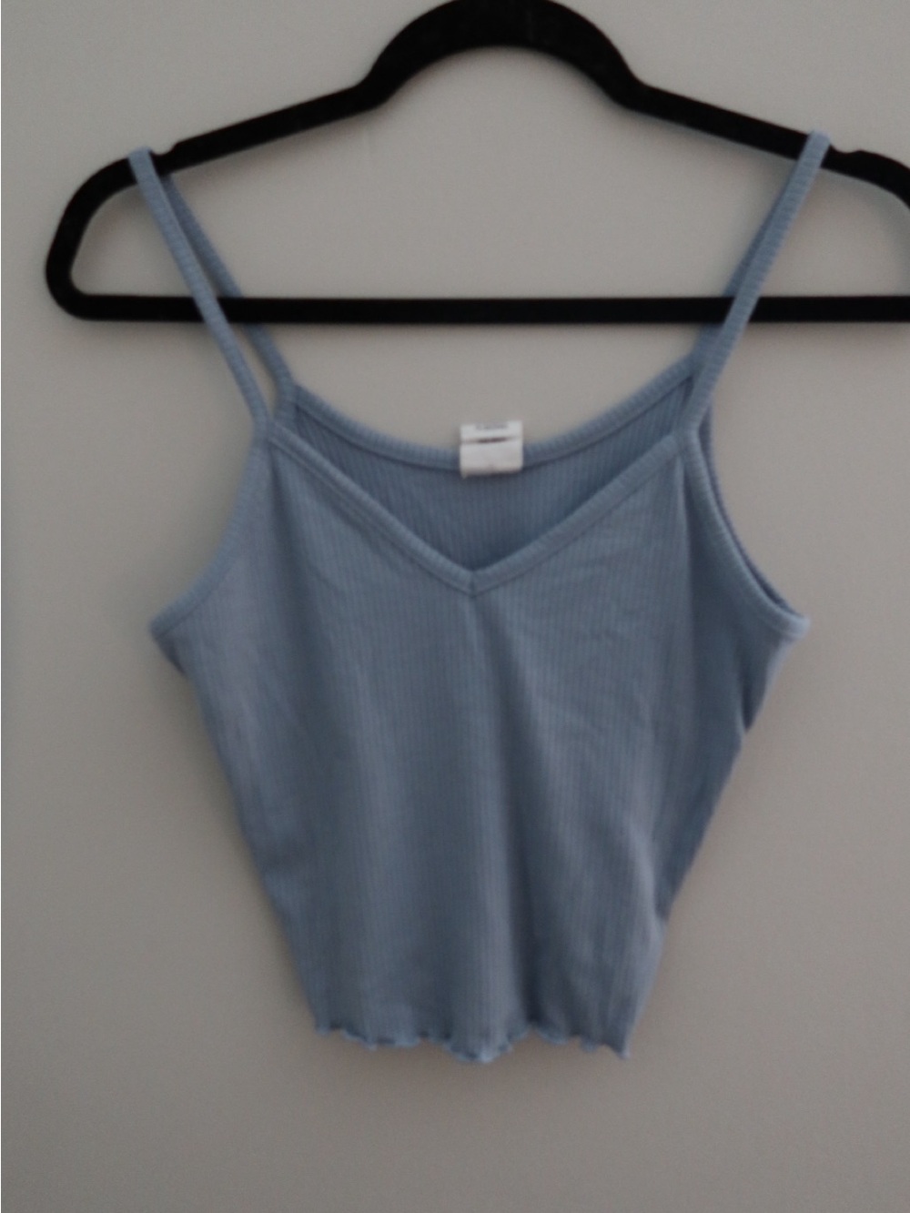 Light Blue Ribbed V-Neck Camisole Tank Top